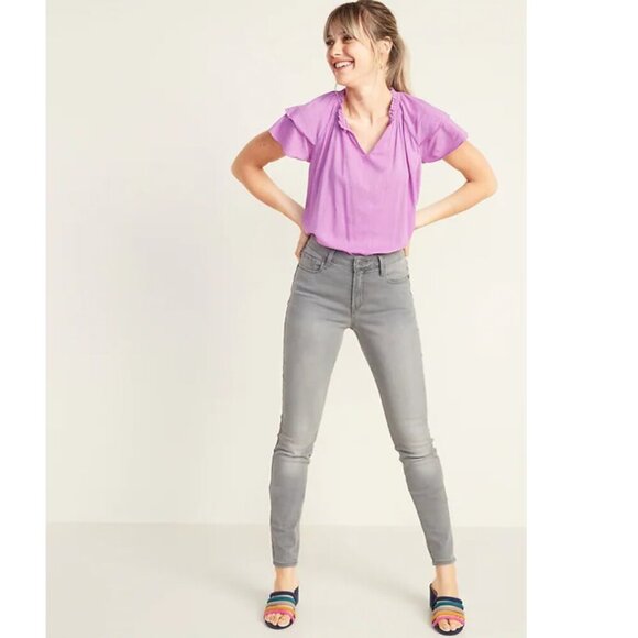 Old Navy Rockstar Light Grey Wash High Waist Stretch Slim Skinny Jeans size 6 - Picture 2 of 8